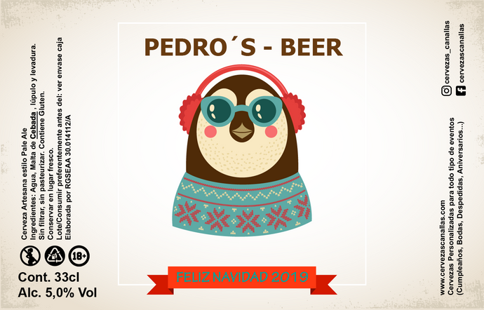 Cerveza Personalizada Navidad - Pingüino
