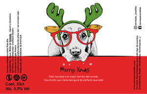 Cerveza Personalizada Navidad - Perrito gafas